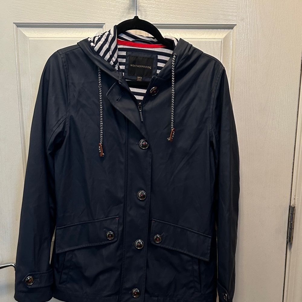 Weatherproof Navy Hooded Utility Jacket Coastal Nautical Vibes Size Small